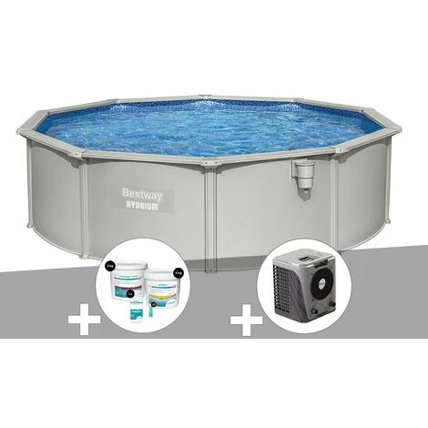 Kit Piscine Acier Ronde Bestway Hydrium 4,60 X 1,20 Cm + Kit De Traitement Au Chlore + Pompe à Chaleur 3 Kit Piscine Acier Ronde Bestway Hydrium 4,60 X 1,20 Cm + Kit De Traitement Au Chlore + Pompe à Chaleur
