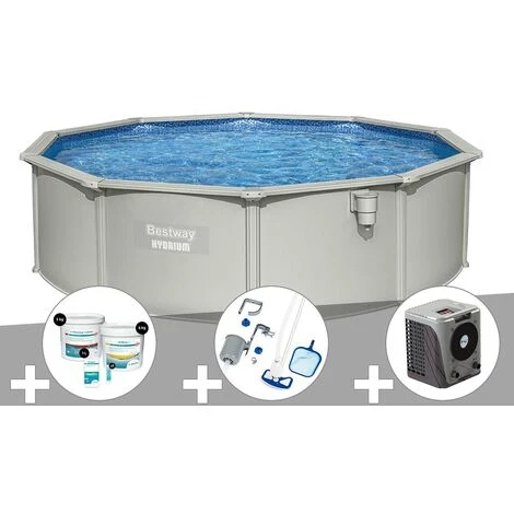 Kit Piscine Acier Ronde Bestway Hydrium 4,60 X 1,20 Cm + Kit De Traitement Au Chlore + Kit D'entretien Deluxe + Pompe à Chaleur 3 Kit Piscine Acier Ronde Bestway Hydrium 4,60 X 1,20 Cm + Kit De Traitement Au Chlore + Kit D'entretien Deluxe + Pompe à Chaleur