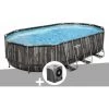 Kit Piscine Tubulaire Ovale Bestway Power Steel Décor Bois 6,10 X 3,66 X 1,22 M + Pompe à Chaleur -BESTWAY Soldes Boutique 55406505 1