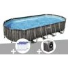 Kit Piscine Tubulaire Ovale Bestway Power Steel Décor Bois 7,32 X 3,66 X 1,22 M + 6 Cartouches De Filtration + Pompe à Chaleur -BESTWAY Soldes Boutique 55406513 1