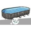 Kit Piscine Tubulaire Ovale Bestway Power Steel Décor Bois 7,32 X 3,66 X 1,22 M + Kit De Traitement Au Chlore -BESTWAY Soldes Boutique 55406514 1