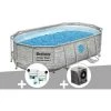 Kit Piscine Tubulaire Ovale Bestway Power Steel SwimVista Avec Hublots 4,27 X 2,50 X 1,00 M + Kit De Traitement Au Chlore + Pompe à Chaleur -BESTWAY Soldes Boutique 55406531 1