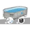 Kit Piscine Tubulaire Ovale Bestway Power Steel SwimVista Avec Hublots 4,27 X 2,50 X 1,00 M + Kit D'entretien Deluxe + Pompe à Chaleur -BESTWAY Soldes Boutique 55406533 1