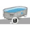 Kit Piscine Tubulaire Ovale Bestway Power Steel SwimVista Avec Hublots 4,27 X 2,50 X 1,00 M + Pompe à Chaleur -BESTWAY Soldes Boutique 55406534 1