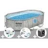 Kit Piscine Tubulaire Ovale Bestway Power Steel SwimVista Avec Hublots 4,27 X 2,50 X 1,00 M + Kit De Traitement Au Chlore + Kit D'entretien Deluxe + Pompe à Chaleur -BESTWAY Soldes Boutique 55406537 1
