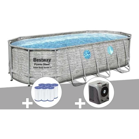 Kit Piscine Tubulaire Ovale Bestway Power Steel SwimVista Avec Hublots 5,49 X 2,74 X 1,22 M + 6 Cartouches De Filtration + Pompe à Chaleur 3 Kit Piscine Tubulaire Ovale Bestway Power Steel SwimVista Avec Hublots 5,49 X 2,74 X 1,22 M + 6 Cartouches De Filtration + Pompe à Chaleur