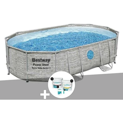 Kit Piscine Tubulaire Ovale Bestway Power Steel SwimVista Avec Hublots 4,88 X 3,05 X 1,07 M + Kit De Traitement Au Chlore 3 Kit Piscine Tubulaire Ovale Bestway Power Steel SwimVista Avec Hublots 4,88 X 3,05 X 1,07 M + Kit De Traitement Au Chlore