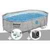 Kit Piscine Tubulaire Ovale Bestway Power Steel SwimVista Avec Hublots 4,88 X 3,05 X 1,07 M + Kit De Traitement Au Chlore + Pompe à Chaleur -BESTWAY Soldes Boutique 55406558 1