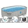 Kit Piscine Tubulaire Ovale Bestway Power Steel SwimVista Avec Hublots 4,88 X 3,05 X 1,07 M + Kit De Traitement Au Chlore + Kit D'entretien Deluxe + Pompe à Chaleur -BESTWAY Soldes Boutique 55406564 1