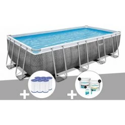 Kit Piscine Tubulaire Rectangulaire Bestway Power Steel 5,49 X 2,74 X 1,22 M + 6 Cartouches De Filtration + Kit De Traitement Au Chlore