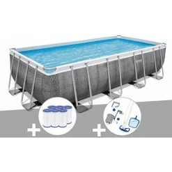 Kit Piscine Tubulaire Rectangulaire Bestway Power Steel 5,49 X 2,74 X 1,22 M + 6 Cartouches De Filtration + Kit D'entretien Deluxe