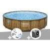 Kit Piscine Tubulaire Ronde Bestway Power Steel Avec Hublots 5,49 X 1,22 M + Kit D'entretien Deluxe + Pompe à Chaleur