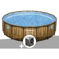 Kit Piscine Tubulaire Ronde Bestway Power Steel Avec Hublots 4,88 X 1,22 M + Pompe à Chaleur