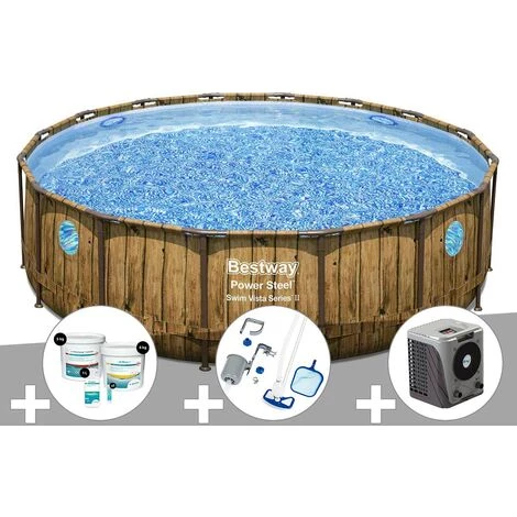 Kit Piscine Tubulaire Ronde Bestway Power Steel Avec Hublots 4,88 X 1,22 M + Kit De Traitement Au Chlore + Kit D'entretien Deluxe + Pompe à Chaleur 3 Kit Piscine Tubulaire Ronde Bestway Power Steel Avec Hublots 4,88 X 1,22 M + Kit De Traitement Au Chlore + Kit D'entretien Deluxe + Pompe à Chaleur