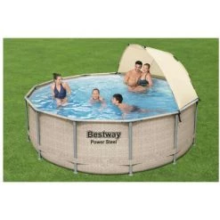 Pack BESTWAY Piscine Tubulaire Ronde - Steel Pro - 396 X 107 Cm - Avec Auvent - Robot Aspirateur Autonome Frisbee - Kit De Traitement De L'eau - Beige -BESTWAY Soldes Boutique 55525070 3