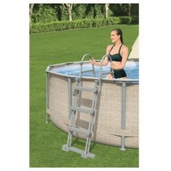 Pack BESTWAY Piscine Tubulaire Ronde - Steel Pro - 396 X 107 Cm - Avec Auvent - Robot Aspirateur Autonome Frisbee - Kit De Traitement De L'eau - Beige -BESTWAY Soldes Boutique 55525070 4