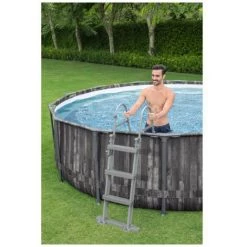 Pack BESTWAY Piscine Tubulaire Ronde - Steel Pro Max - 366 X 100 Cm - Motif Bois - Robot Aspirateur Autonome Frisbee - Kit De Traitement De L'eau - Bois -BESTWAY Soldes Boutique 55525071 3