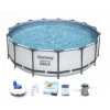 Pack BESTWAY Piscine Tubulaire Ronde - Steel Pro Max - 457 X 122 Cm - Robot Aspirateur Autonome Frisbee - Kit De Traitement De L'eau - Gris -BESTWAY Soldes Boutique 55525072 1