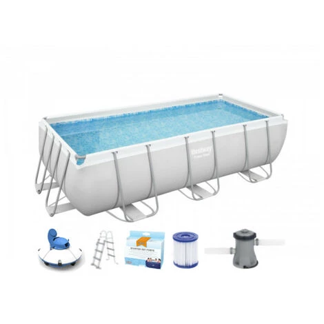 Pack BESTWAY Piscine Tubulaire Rectangulaire - Power Steel - 404 X 201 X 100 Cm - Robot Aspirateur Autonome Frisbee - Kit De Traitement De L'eau - Blanc 3 Pack BESTWAY Piscine Tubulaire Rectangulaire - Power Steel - 404 X 201 X 100 Cm - Robot Aspirateur Autonome Frisbee - Kit De Traitement De L'eau - Blanc