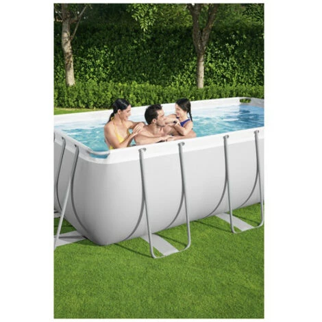 Pack BESTWAY Piscine Tubulaire Rectangulaire - Power Steel - 404 X 201 X 100 Cm - Robot Aspirateur Autonome Frisbee - Kit De Traitement De L'eau - Blanc 5 Pack BESTWAY Piscine Tubulaire Rectangulaire - Power Steel - 404 X 201 X 100 Cm - Robot Aspirateur Autonome Frisbee - Kit De Traitement De L'eau - Blanc – Image 3
