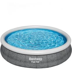 Piscine Hors Sol Ronde 366x76 Cm Avec Effet Rotin Bestway Fast Set 57445