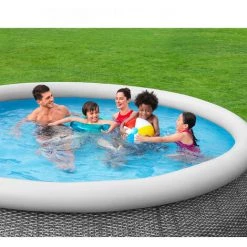 Piscine Hors Sol Ronde 366x76 Cm Avec Effet Rotin Bestway Fast Set 57445 -BESTWAY Soldes Boutique 55858574 3