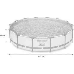 Piscine Tubulaire BESTWAY - Peridot 14,5m² Grise- Piscine Ronde Ø4,3m Avec Pompe De Filtration Et Cartouche Filtrante Piscine Hors Sol, Armature Acier - Gris