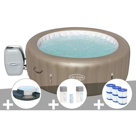 Kit Spa Gonflable Bestway Lay-Z-Spa Palm Springs Rond Airjet 4/6 Places + Ensemble Mobilier + 6 Filtres + Kit Traitement Brome 3 Kit Spa Gonflable Bestway Lay-Z-Spa Palm Springs Rond Airjet 4/6 Places + Ensemble Mobilier + 6 Filtres + Kit Traitement Brome