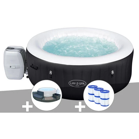 Kit Spa Gonflable Bestway Lay-Z-Spa Miami Rond Airjet 4 Places + Ensemble Mobilier 4 Modules + 6 Filtres 3 Kit Spa Gonflable Bestway Lay-Z-Spa Miami Rond Airjet 4 Places + Ensemble Mobilier 4 Modules + 6 Filtres