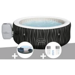 Kit Spa Gonflable Bestway Lay-Z-Spa Hollywood Rond Airjet 4/6 Places + Ensemble Mobilier + Kit Traitement Brome