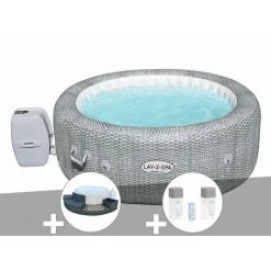 Kit Spa Gonflable Bestway Lay-Z-Spa Honolulu Rond Airjet 4/6 Places + Ensemble Mobilier + Kit Traitement Brome