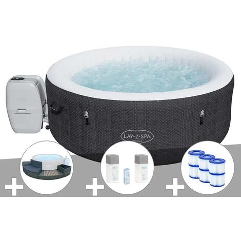 Kit Spa Gonflable Bestway Lay-Z-Spa Havana Rond Airjet 2/4 Places + Ensemble Mobilier 4 Modules + 6 Filtres + Kit Traitement Brome 3 Kit Spa Gonflable Bestway Lay-Z-Spa Havana Rond Airjet 2/4 Places + Ensemble Mobilier 4 Modules + 6 Filtres + Kit Traitement Brome