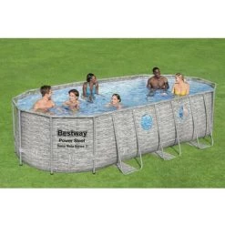 Piscine Hors Sol - BESTWAY - Power Steel SwimVista - Ovale - Motif Rotin Avec Hublots - 549 X 274 X 122 Cm -BESTWAY Soldes Boutique 57867003 5
