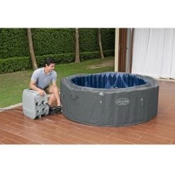 Spa Gonflable BESTWAY - Lay-Z-Spa Santorini - 5 A 7 Places -Rond (Livré Avec 5 Appuie-tete Rembourrés + 2 LED A Eau ColorJet) -BESTWAY Soldes Boutique 57867084 5