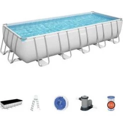 Kit Piscine Hors Sol Tubulaire BESTWAY Power Steel™ - 640 X 274 X 132 Cm - Rectangulaire (Filtre, échelle, Diffuseur, Bâche) -BESTWAY Soldes Boutique 57867109 4