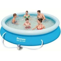 Kit Piscine Hors Sol Autoportante BESTWAY - Fast Set - 366 X 76 Cm - Ronde (Livrée Avec Une Pompe De Filtration)