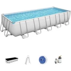 Kit Piscine Hors Sol Tubulaire BESTWAY Power Steel - 640 X 274 X 132 Cm - Ovale (Livrée Avec Une Pompe De Filtration + Un Diffu -BESTWAY Soldes Boutique 57868799 5