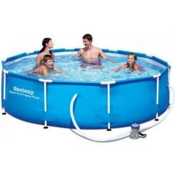 Kit Piscine Hors Sol Tubulaire BESTWAY - Steel Pro™ - 305 X 76 Cm - Ronde (Livrée Avec Pompe De Filtration)