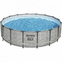 Kit Piscine Hors Sol Tubulaire BESTWAY - Steel Pro Max™ - 488 X 122 Cm - Ronde (Livrée Avec Pompe De Filtration, échelle Et B…