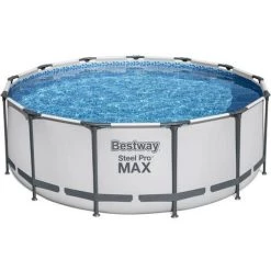 Kit Piscine Hors Sol Tubulaire BESTWAY Steel Pro Max - 396 X 122 Cm - Ronde (Livrée Avec Pompe De Filtration, échelle + Bâche