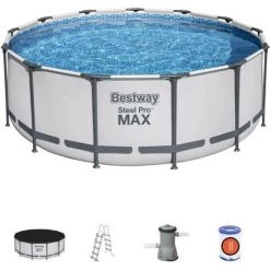 Kit Piscine Hors Sol Tubulaire BESTWAY Steel Pro Max - 396 X 122 Cm - Ronde (Livrée Avec Pompe De Filtration, échelle + Bâche -BESTWAY Soldes Boutique 58273926 3