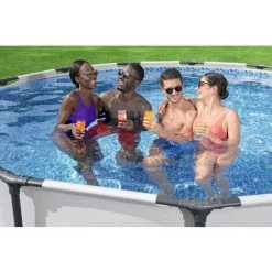Kit Piscine Hors Sol Tubulaire BESTWAY Steel Pro Max - 396 X 122 Cm - Ronde (Livrée Avec Pompe De Filtration, échelle + Bâche -BESTWAY Soldes Boutique 58273926 4