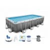 Pack BESTWAY Piscine Tubulaire Rectangulaire - Power Steel - 488 X 244 X 122 Cm - Robot Aspirateur Autonome Frisbee - Kit De Traitement De L'eau - Gris -BESTWAY Soldes Boutique 58462799 1