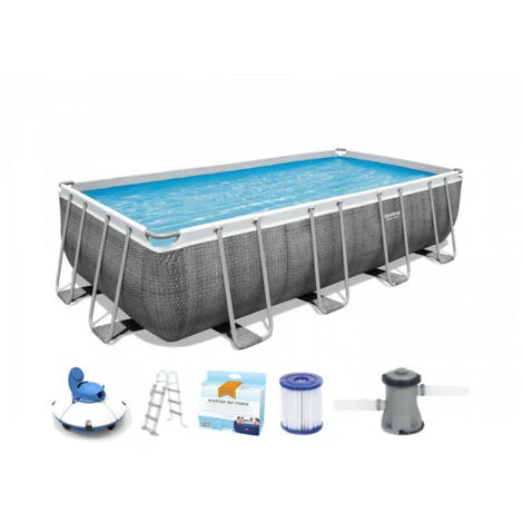 Pack BESTWAY Piscine Tubulaire Rectangulaire - Power Steel - 488 X 244 X 122 Cm - Robot Aspirateur Autonome Frisbee - Kit De Traitement De L'eau - Gris 3 Pack BESTWAY Piscine Tubulaire Rectangulaire - Power Steel - 488 X 244 X 122 Cm - Robot Aspirateur Autonome Frisbee - Kit De Traitement De L'eau - Gris