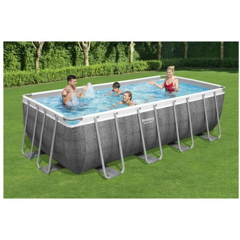 Pack BESTWAY Piscine Tubulaire Rectangulaire - Power Steel - 488 X 244 X 122 Cm - Robot Aspirateur Autonome Frisbee - Kit De Traitement De L'eau - Gris 4 Pack BESTWAY Piscine Tubulaire Rectangulaire - Power Steel - 488 X 244 X 122 Cm - Robot Aspirateur Autonome Frisbee - Kit De Traitement De L'eau - Gris – Image 2
