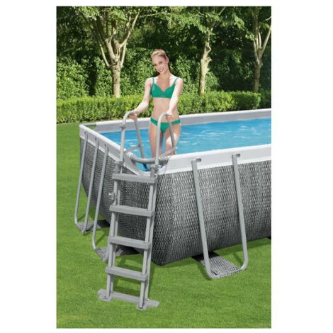 Pack BESTWAY Piscine Tubulaire Rectangulaire - Power Steel - 488 X 244 X 122 Cm - Robot Aspirateur Autonome Frisbee - Kit De Traitement De L'eau - Gris 5 Pack BESTWAY Piscine Tubulaire Rectangulaire - Power Steel - 488 X 244 X 122 Cm - Robot Aspirateur Autonome Frisbee - Kit De Traitement De L'eau - Gris – Image 3