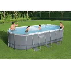 Kit Piscine Hors Sol Tubulaire BESTWAY Power Steel™- 549 X 274 X 122 Cm - Ovale (Avec Filtre A Cartouche, échelle, Bâche, Di -BESTWAY Soldes Boutique 58618647 2