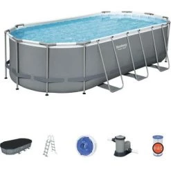 Kit Piscine Hors Sol Tubulaire BESTWAY Power Steel™- 549 X 274 X 122 Cm - Ovale (Avec Filtre A Cartouche, échelle, Bâche, Di -BESTWAY Soldes Boutique 58618647 5