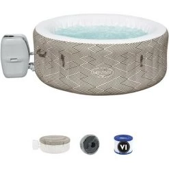 Spa Gonflable Bestway Lay-Z Madrid 120 Bulles AirJet 180x66 Cm Pour 4 Personnes Rond Marrron Zig Zag