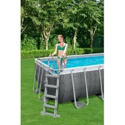 Kit Piscine Hors Sol Tubulaire BESTWAY Power Steel™- 488 X 244 X 122 Cm - Rectangulaire (Avec échelle, Bâche, épurateur A C -BESTWAY Soldes Boutique 60043664 5